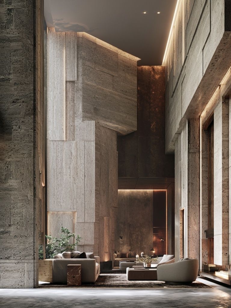 Modern Brutalist Interior Poster. poster — architecture art