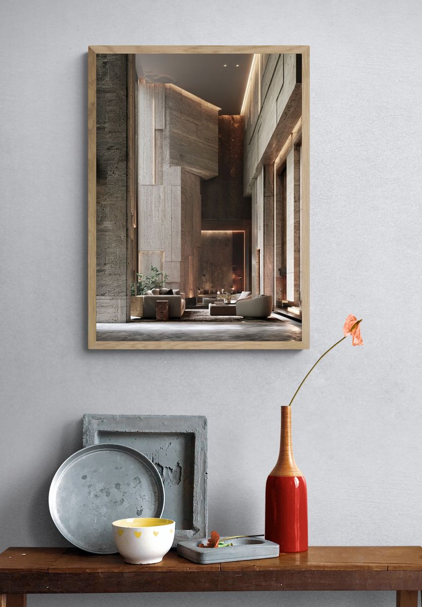 Modern Brutalist Interior Poster. — room view 3