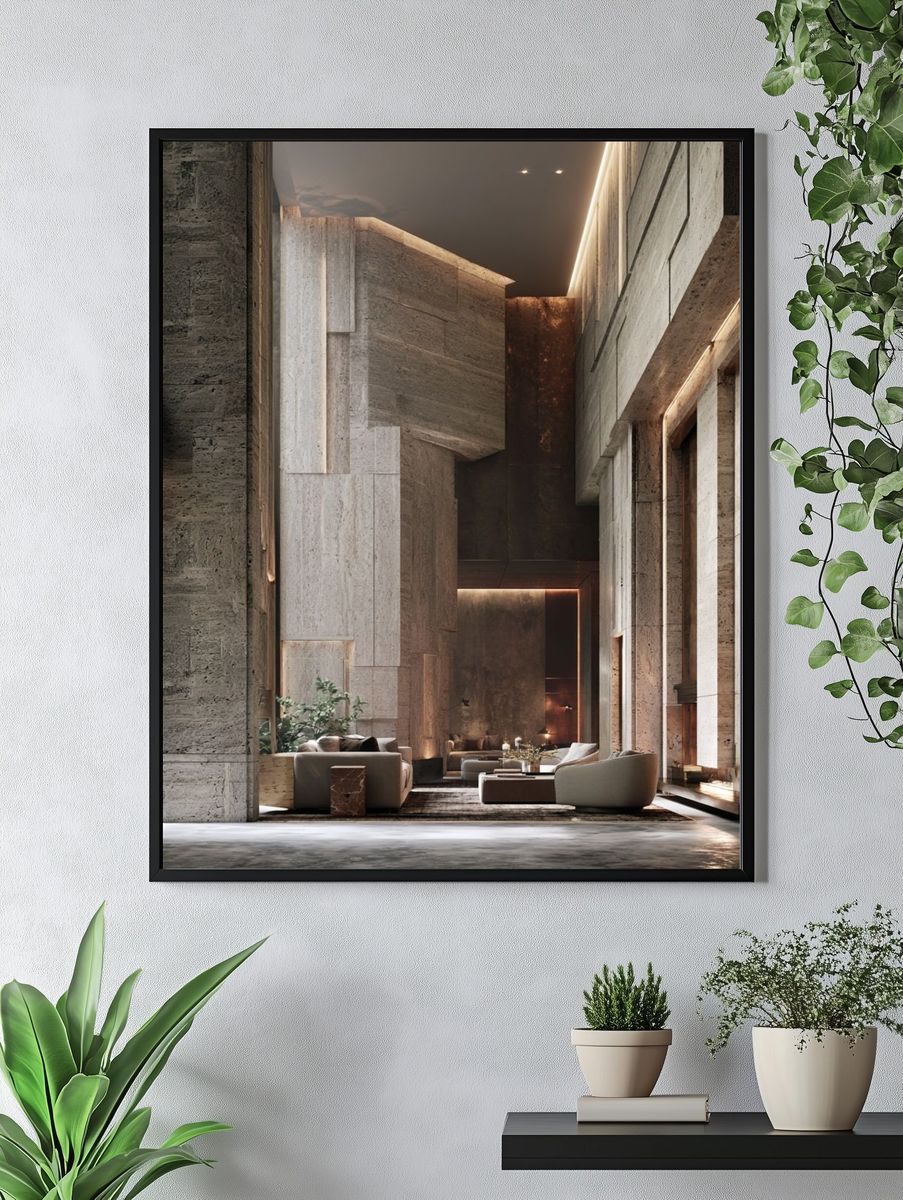Modern Brutalist Interior Poster. — room view 4