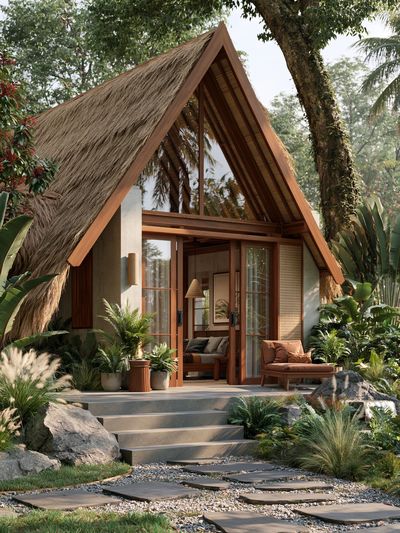 Tropical A-Frame Villa Print.