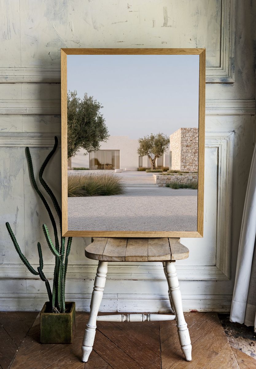 Minimalist Stone Villa Photography Poster. room preview
