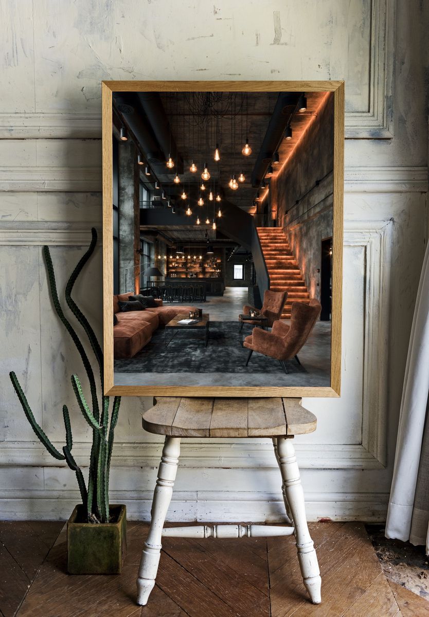 Industrial Loft Interior Photography Poster. room preview