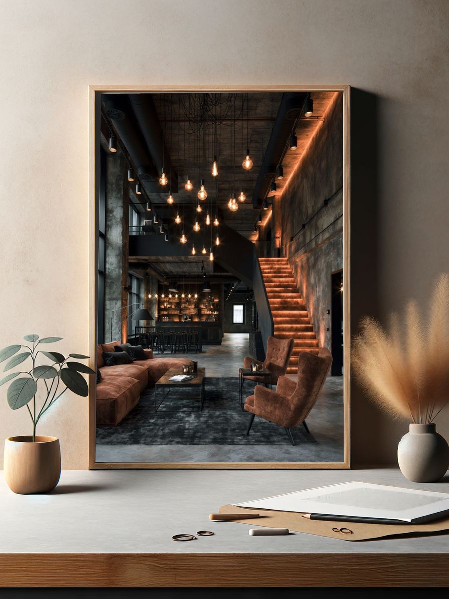 Industrial Loft Interior Photography Poster. — room view 2