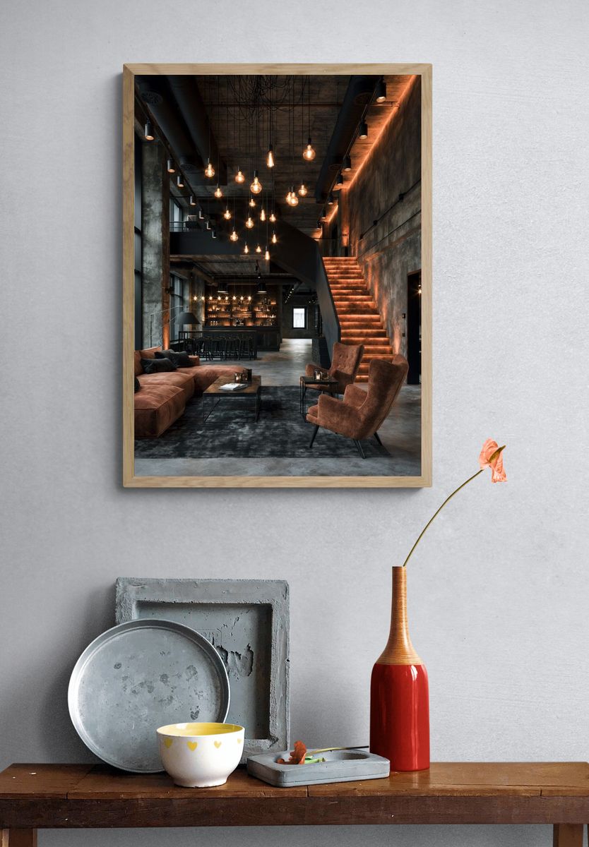 Industrial Loft Interior Photography Poster. — room view 3