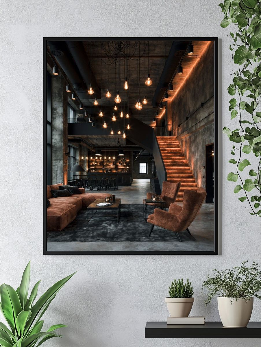 Industrial Loft Interior Photography Poster. — room view 4
