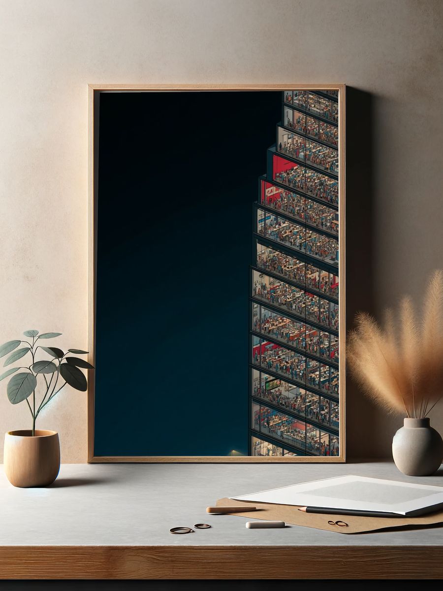 Urban Office Tower Illustration Poster. — room view 2