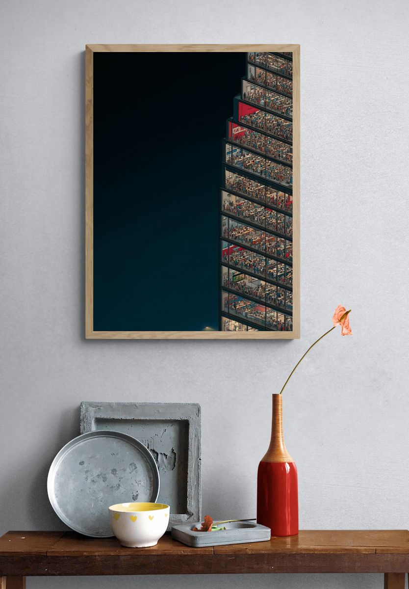 Urban Office Tower Illustration Poster. — room view 3