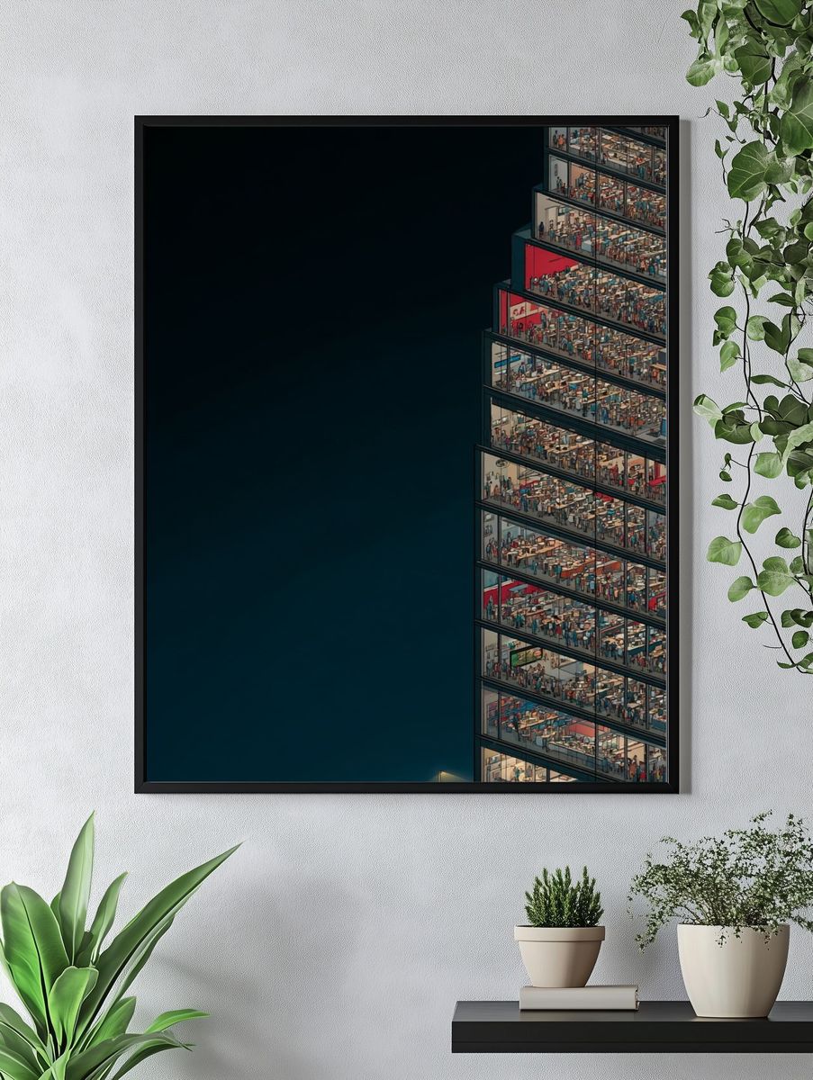 Urban Office Tower Illustration Poster. — room view 4