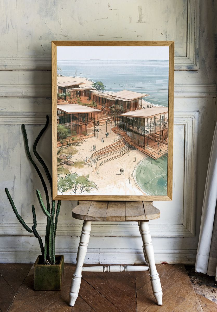 Coastal Resort Architecture Print. room preview