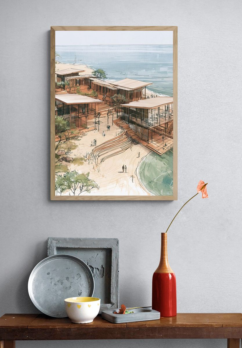 Coastal Resort Architecture Print. — room view 3