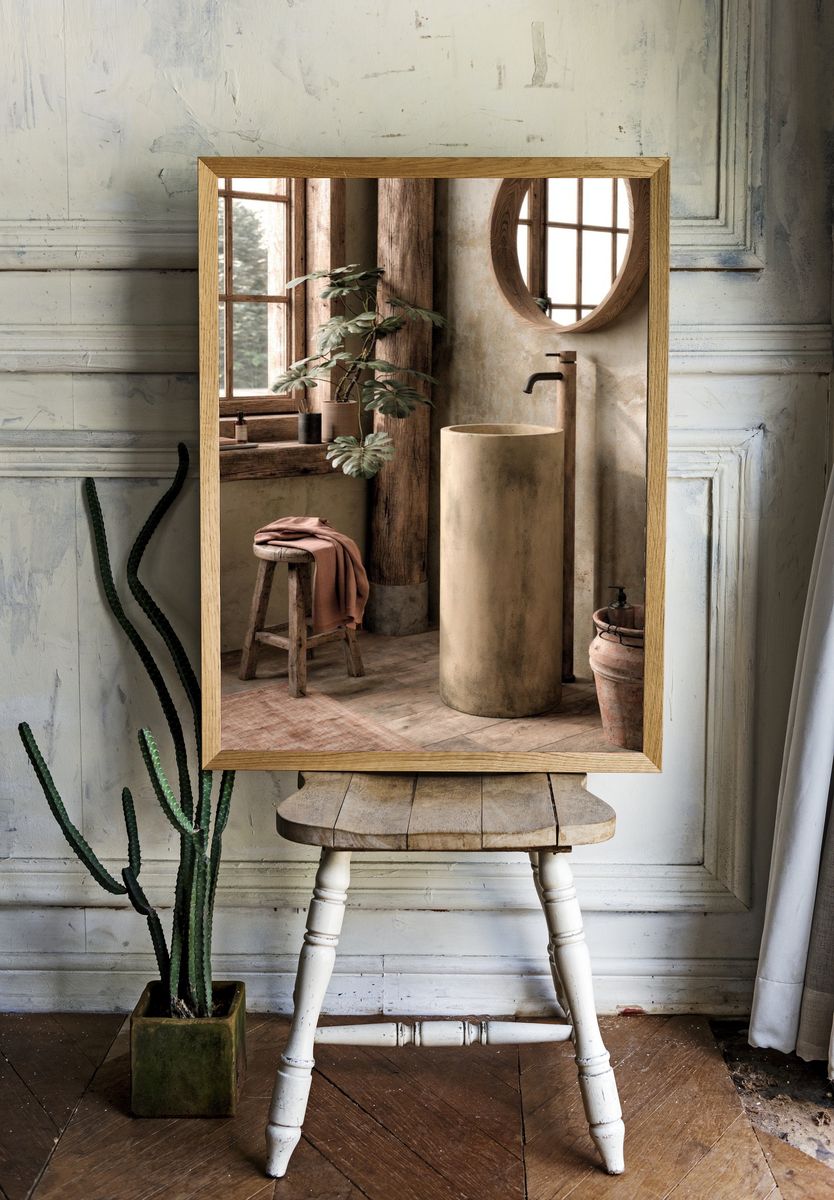 Rustic Japandi Bathroom Interior Print. room preview