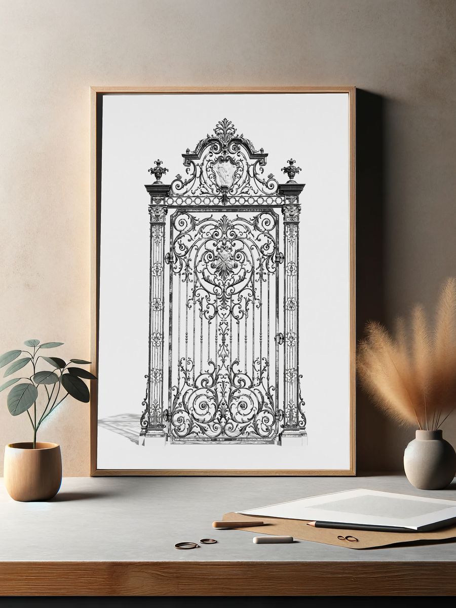 Ornate Iron Gate Photography Poster. — room view 2