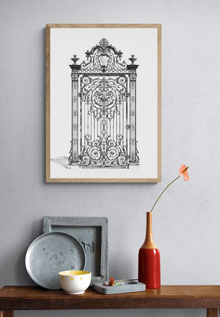 Ornate Iron Gate Photography Poster. — room view 3
