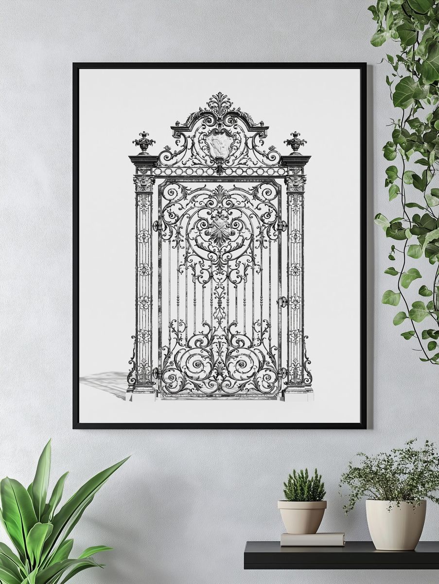 Ornate Iron Gate Photography Poster. — room view 4