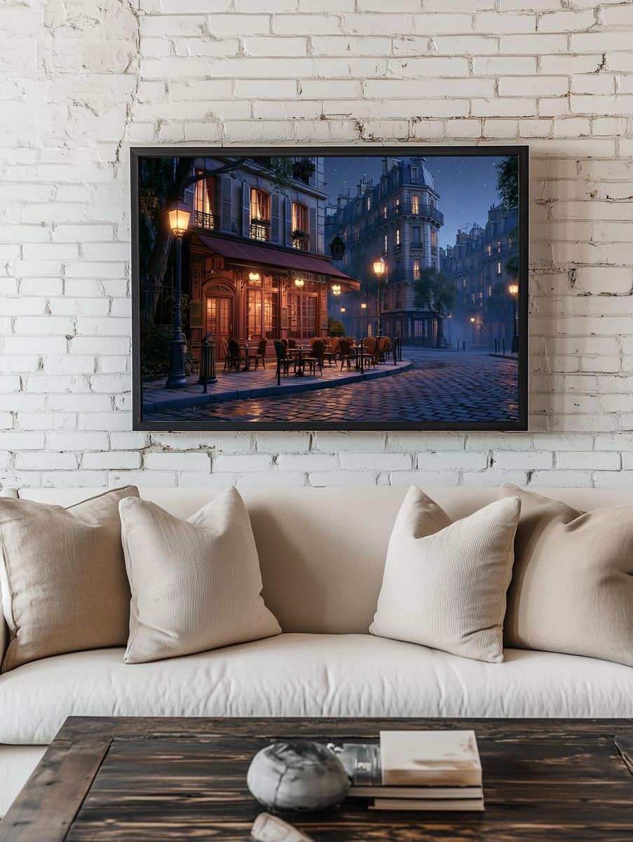 Parisian Café Nightscape Poster. room preview