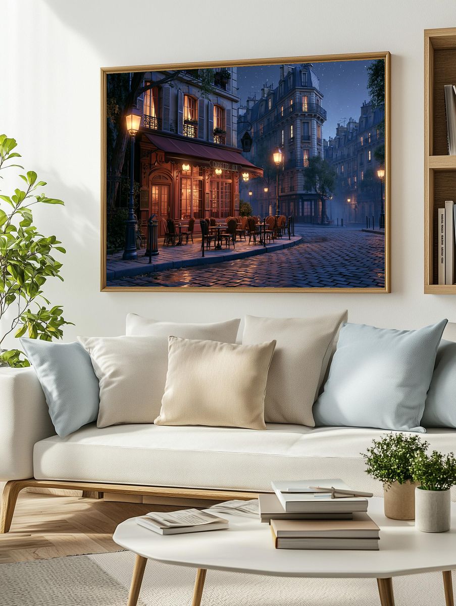 Parisian Café Nightscape Poster. — room view 2