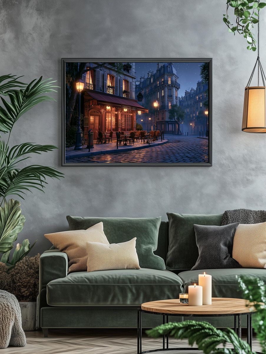 Parisian Café Nightscape Poster. — room view 4