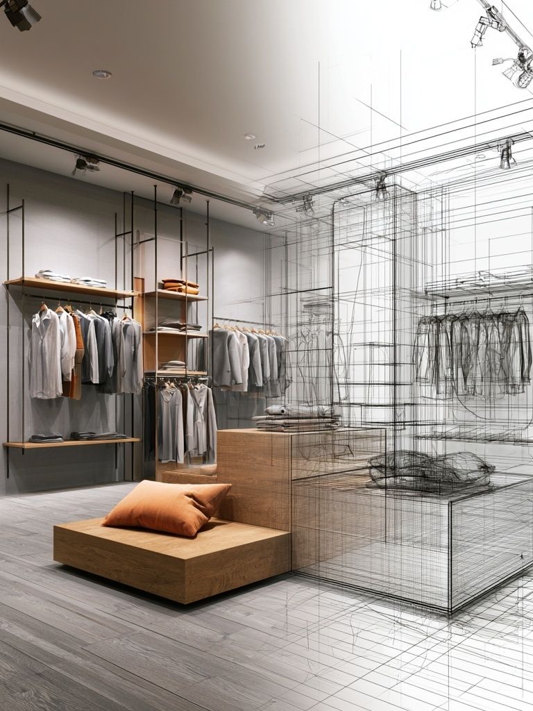 Fashion Store Interior Sketch Poster. poster detail