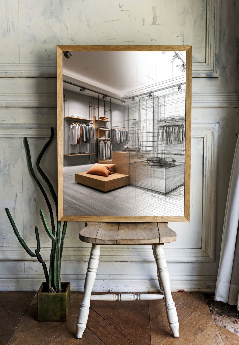 Fashion Store Interior Sketch Poster. room preview
