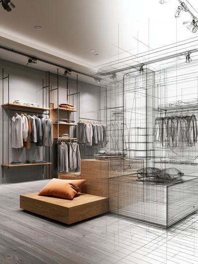 Fashion Store Interior Sketch Poster.