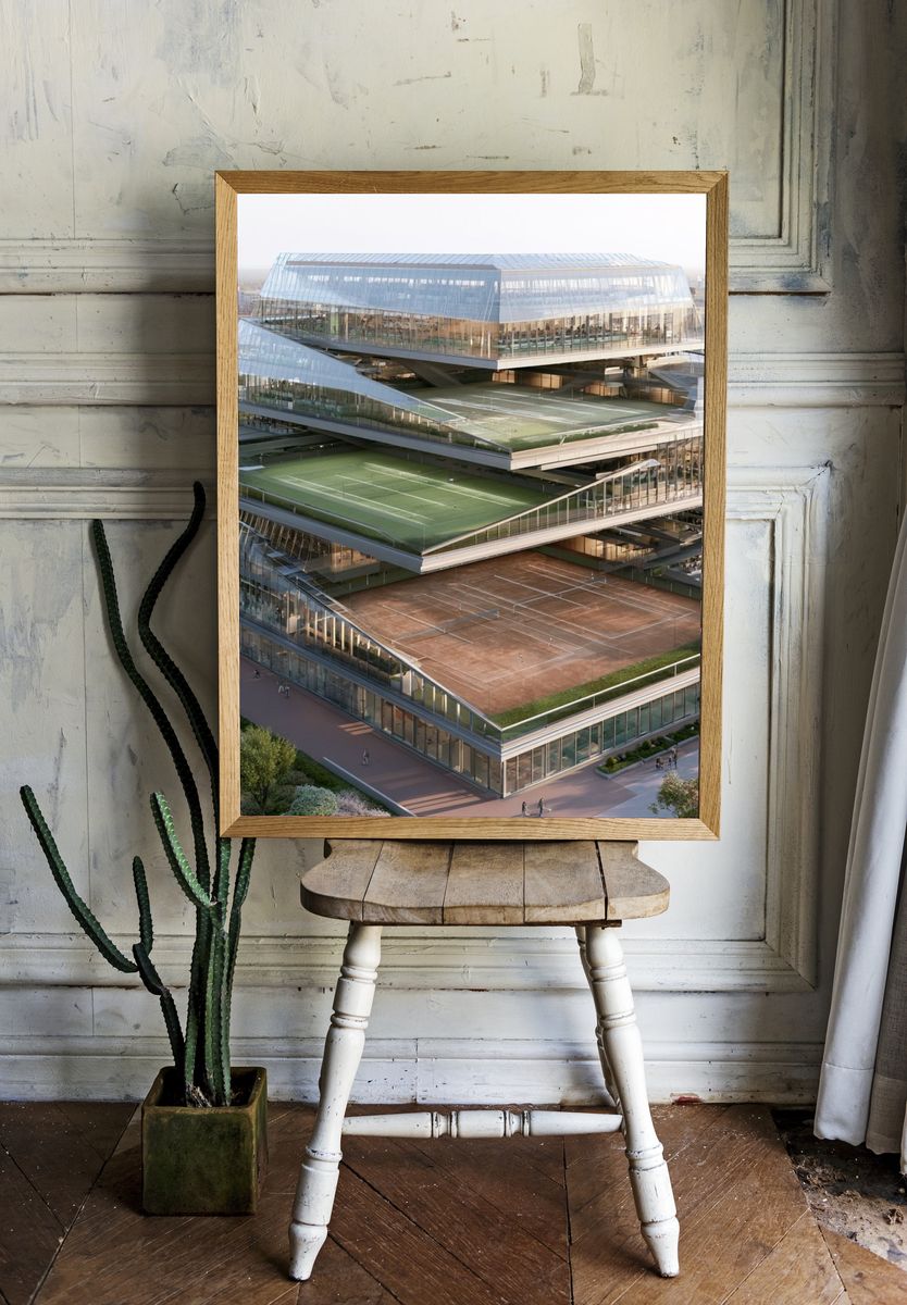 Futuristic Sports Complex Architecture Poster. room preview