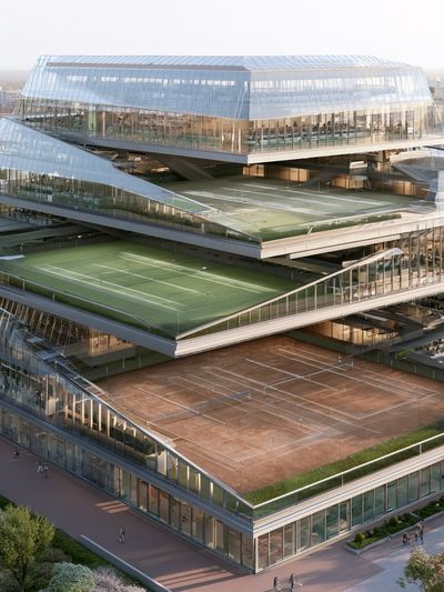 Futuristic Sports Complex Architecture Poster.