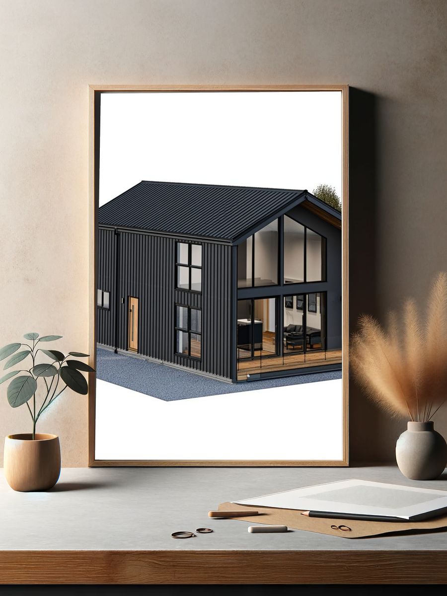Modern Cabin Exterior Architecture Print. — room view 2