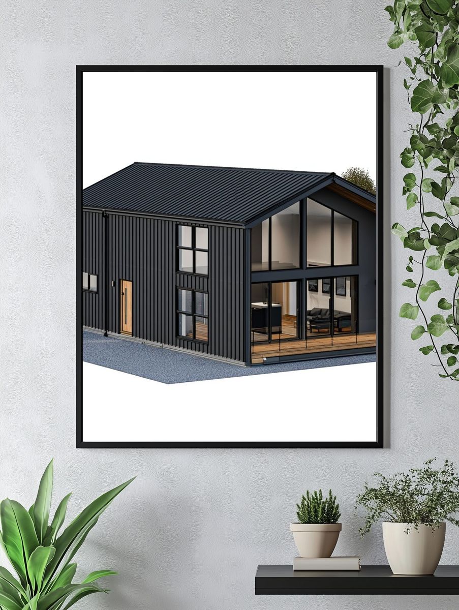 Modern Cabin Exterior Architecture Print. — room view 4