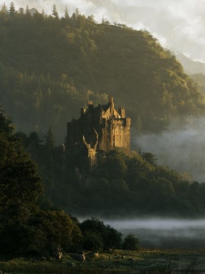 Misty Castle in the Highlands Poster.