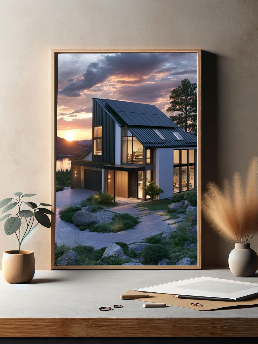 Modern Lakeside House Photography Poster. — room view 2