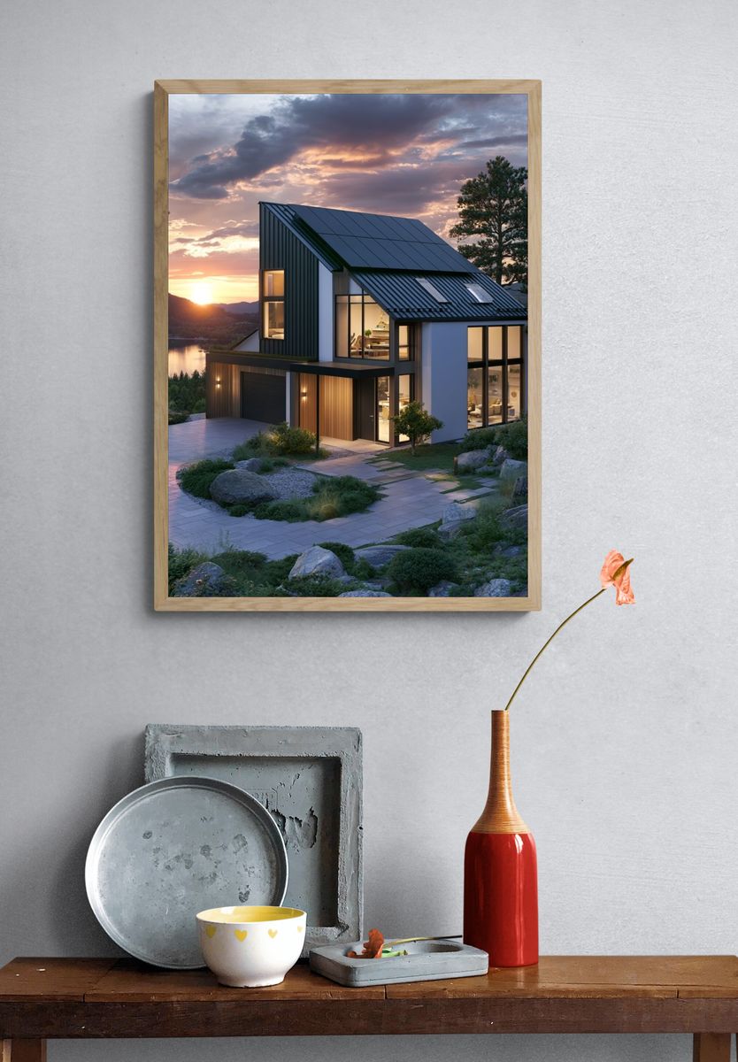 Modern Lakeside House Photography Poster. — room view 3
