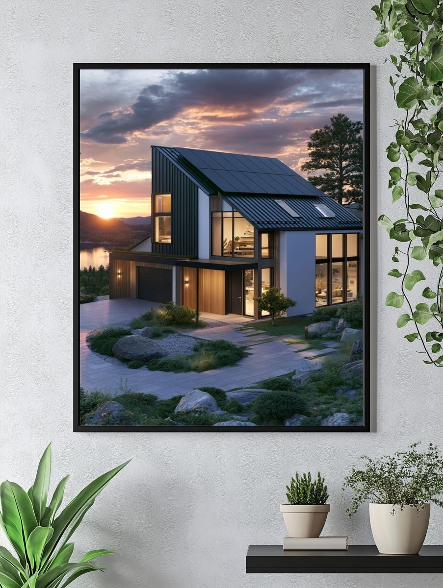 Modern Lakeside House Photography Poster. — room view 4