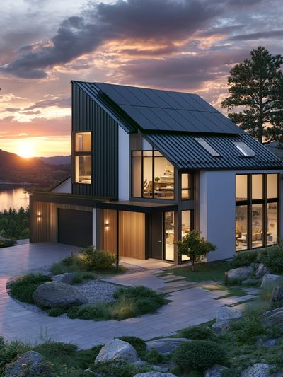 Modern Lakeside House Photography Poster.