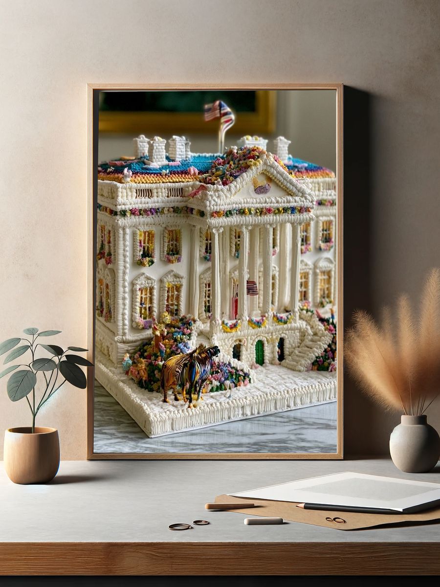 White House Cake Sculpture Print. — room view 2