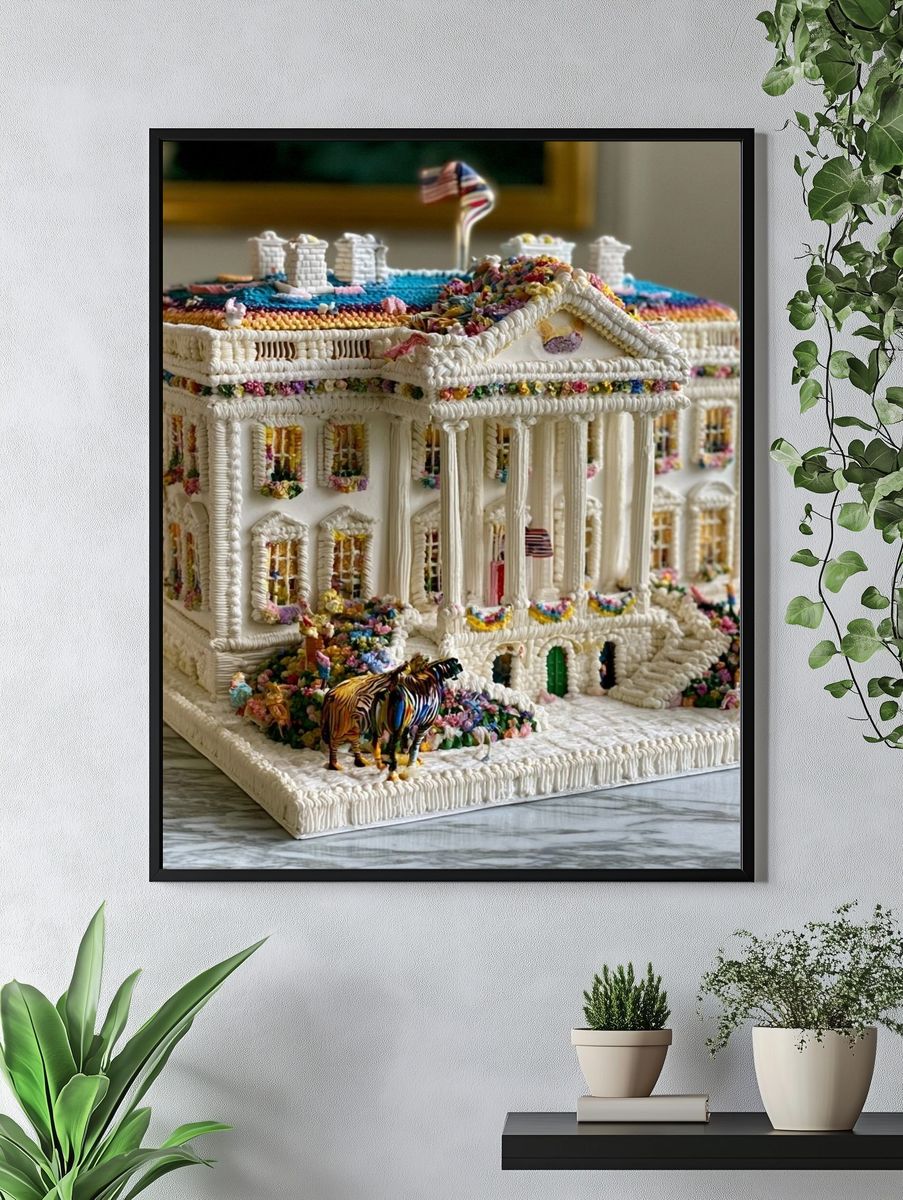 White House Cake Sculpture Print. — room view 4