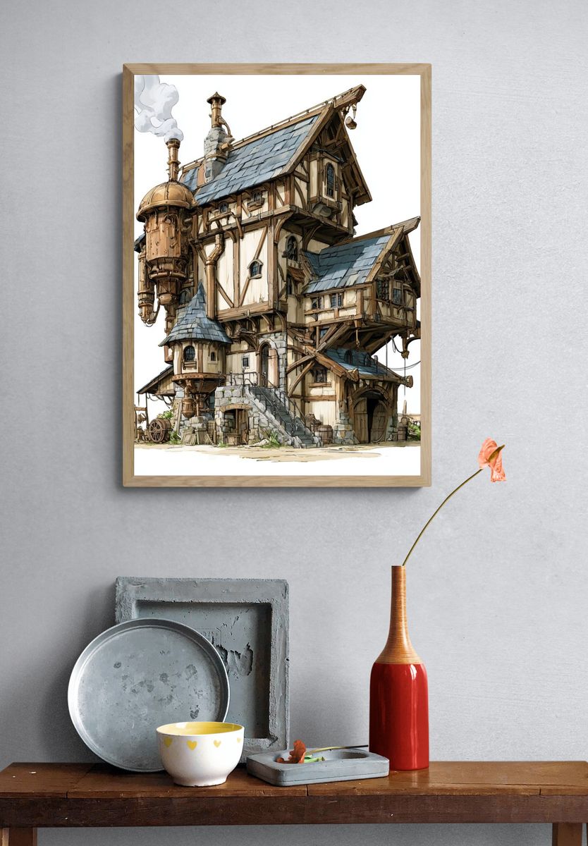Fantasy Steampunk House Poster. — room view 3