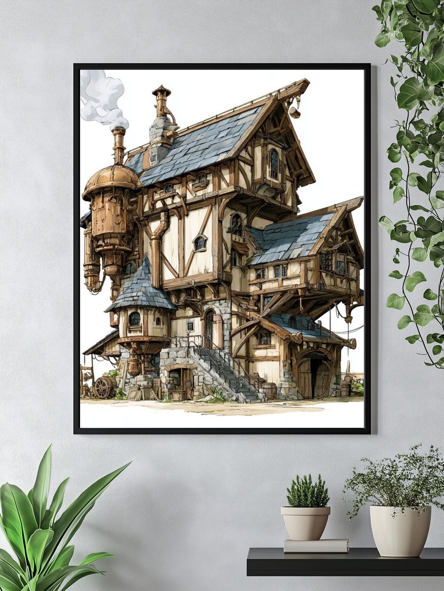 Fantasy Steampunk House Poster. — room view 4