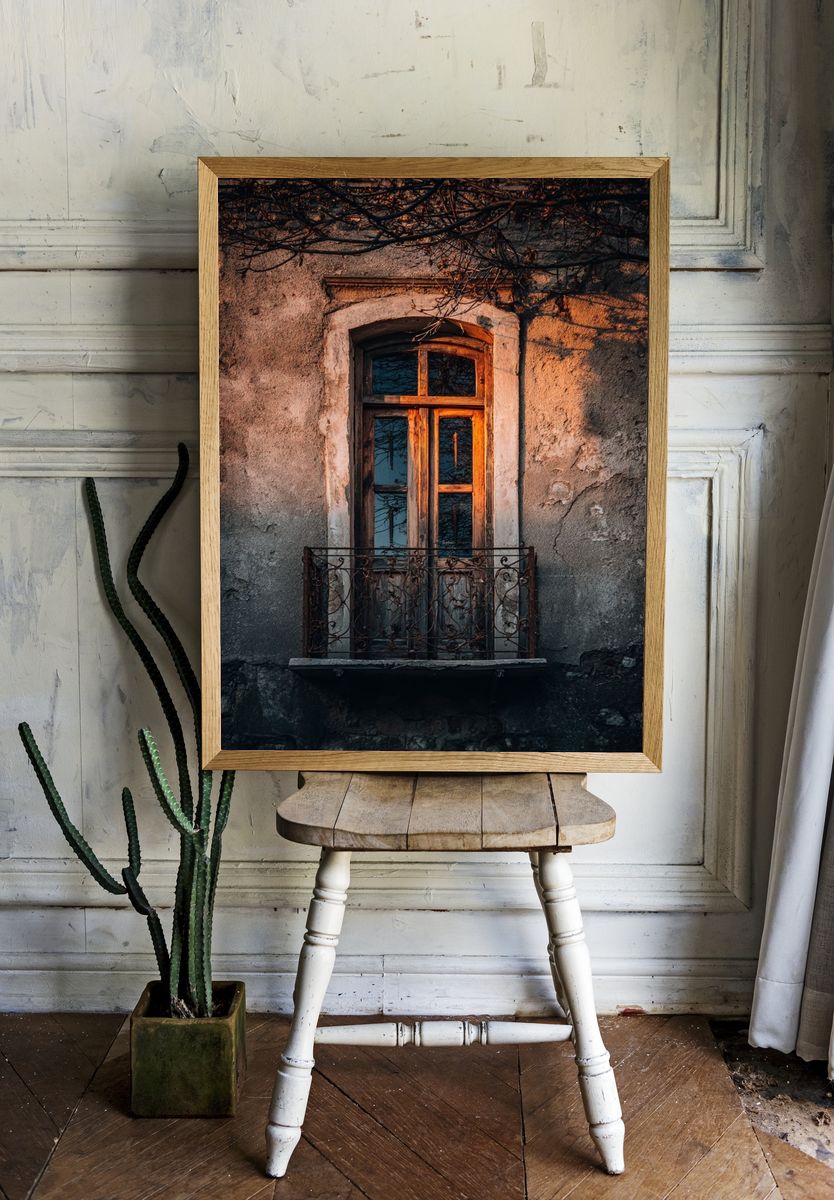 Rustic Window Facade Photography Poster. — room view 1