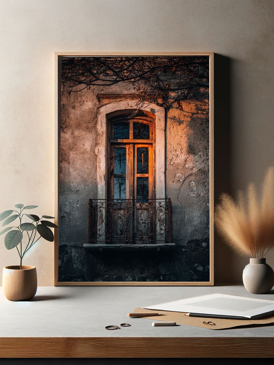 Rustic Window Facade Photography Poster. — room view 2