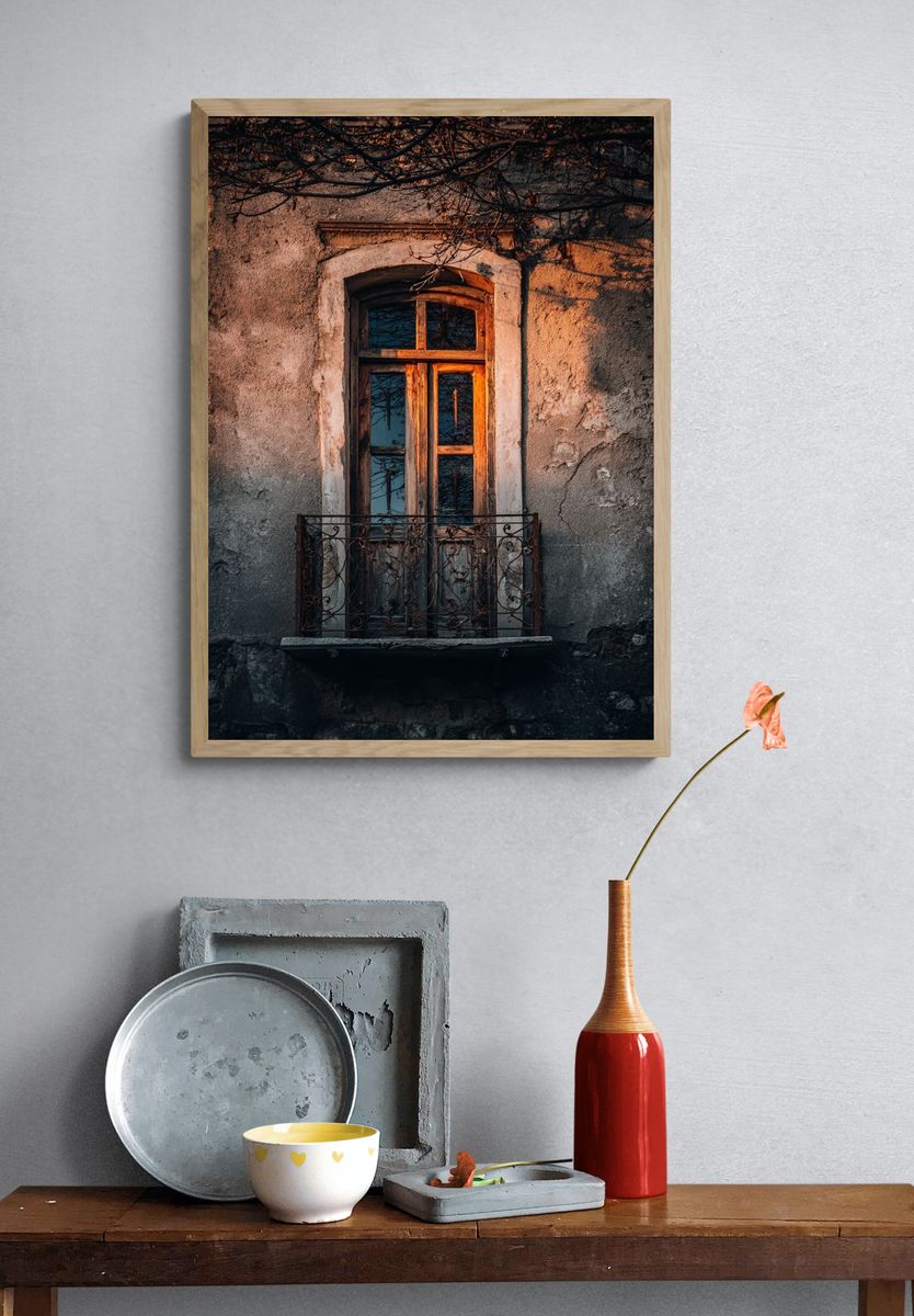 Rustic Window Facade Photography Poster. — room view 3