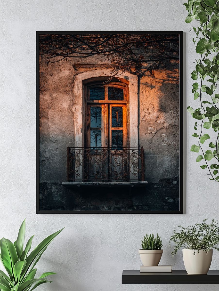 Rustic Window Facade Photography Poster. — room view 4