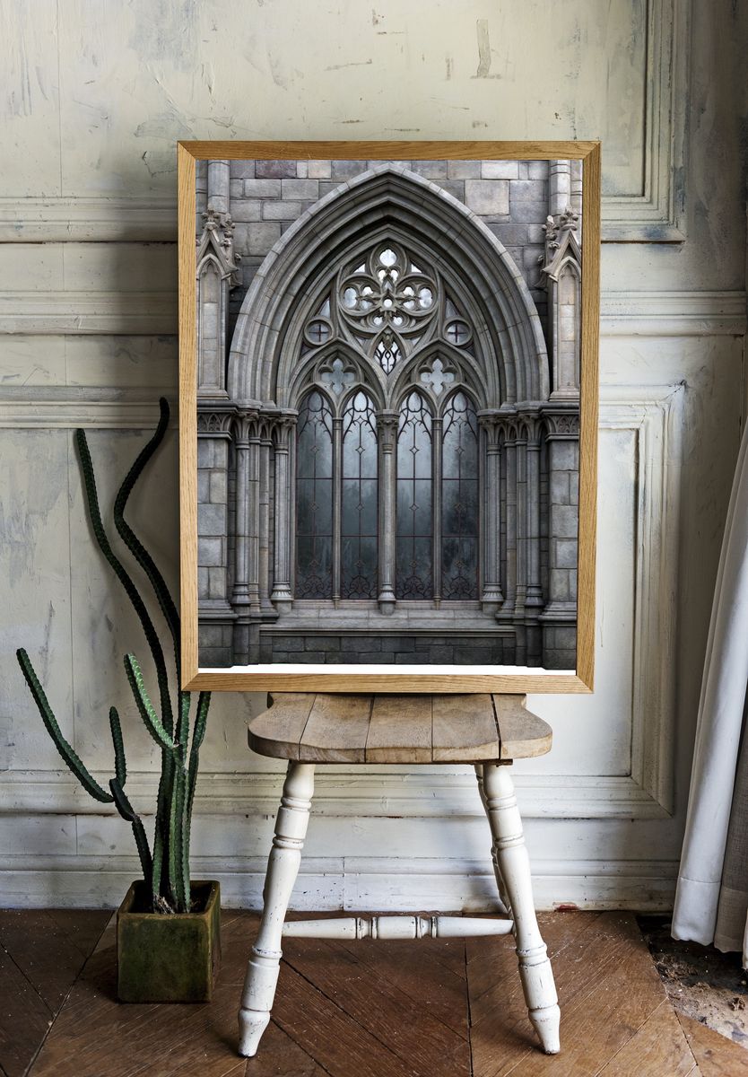 Gothic Cathedral Window Architecture Print. room preview