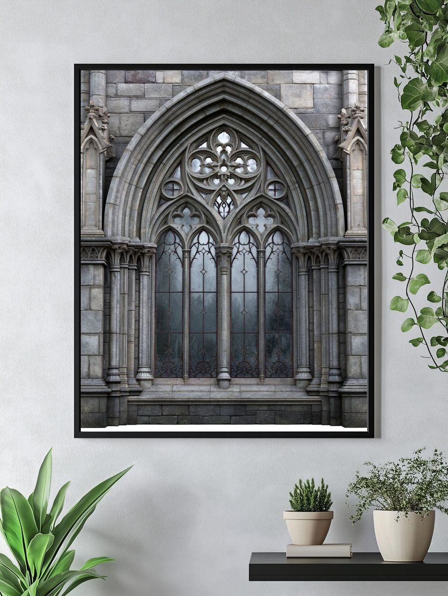 Gothic Cathedral Window Architecture Print. — room view 4