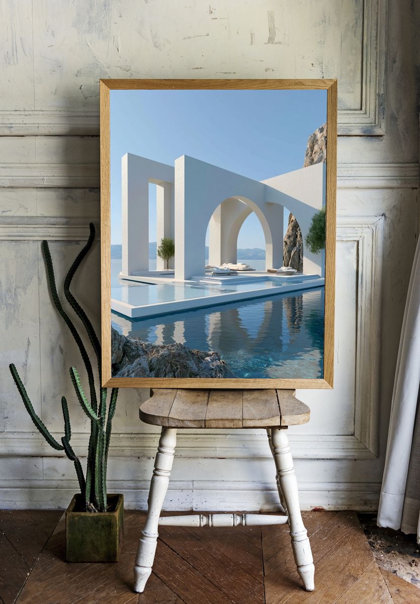 Seaside Arch Pavilion Photography Poster. room preview