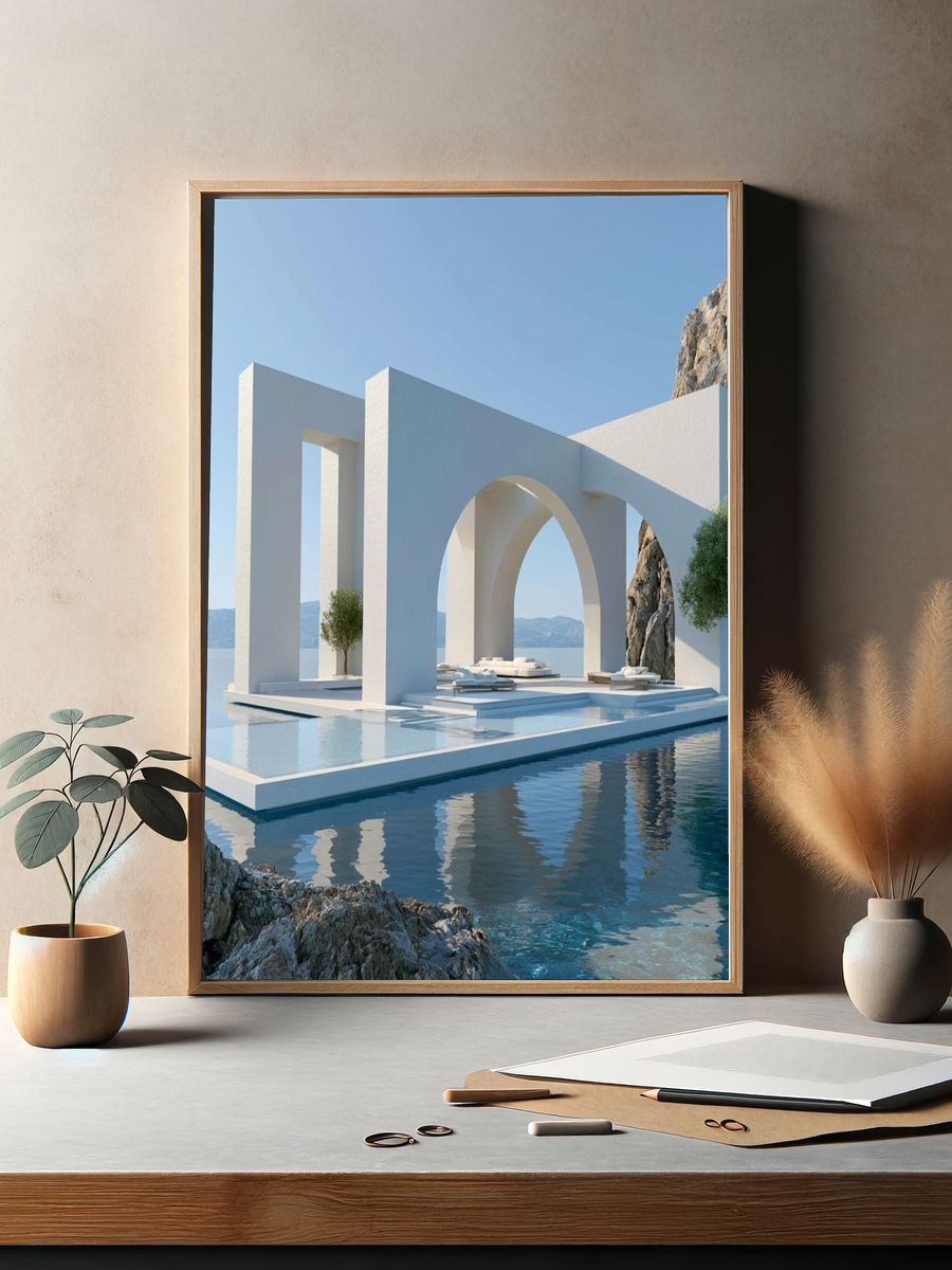 Seaside Arch Pavilion Photography Poster. — room view 2