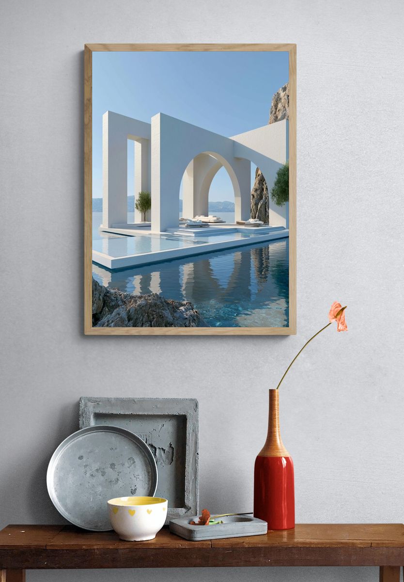 Seaside Arch Pavilion Photography Poster. — room view 3
