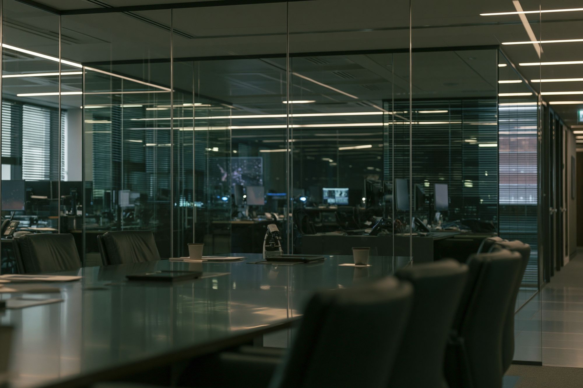 Modern Glass Office Interior Poster. poster detail