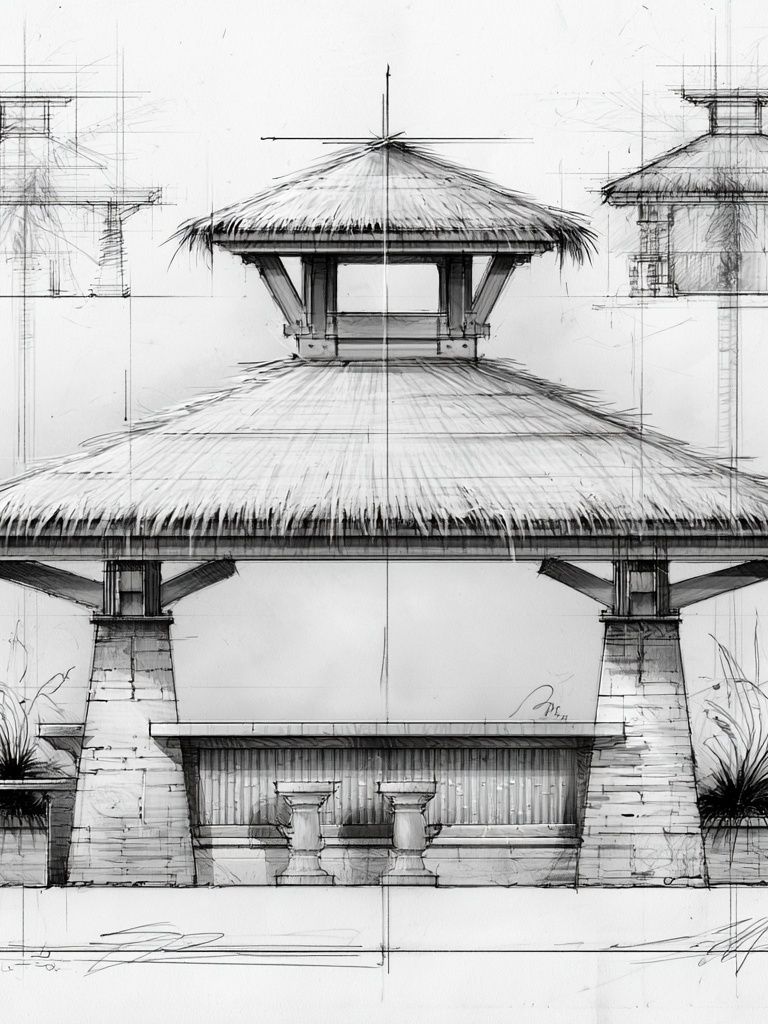 Tropical Pavilion Sketch Poster. poster detail