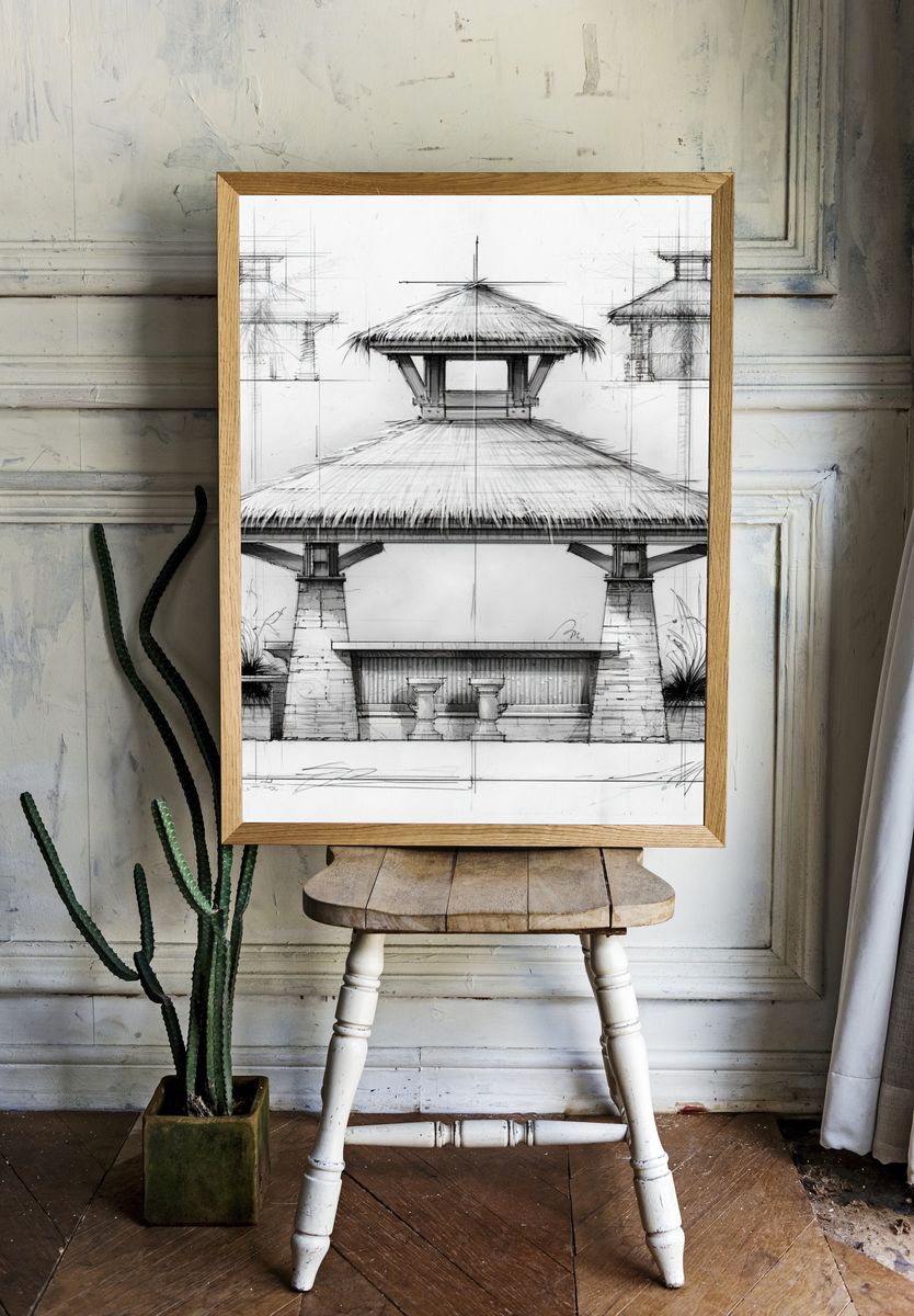Tropical Pavilion Sketch Poster. room preview