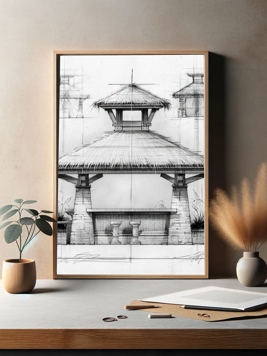 Tropical Pavilion Sketch Poster. — room view 2
